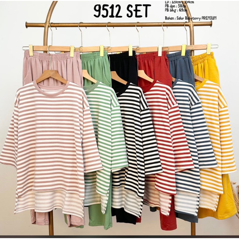 setelan celana wanita kaos import salur setelan wanita oversize setelan wanita jumbo setcel kaos