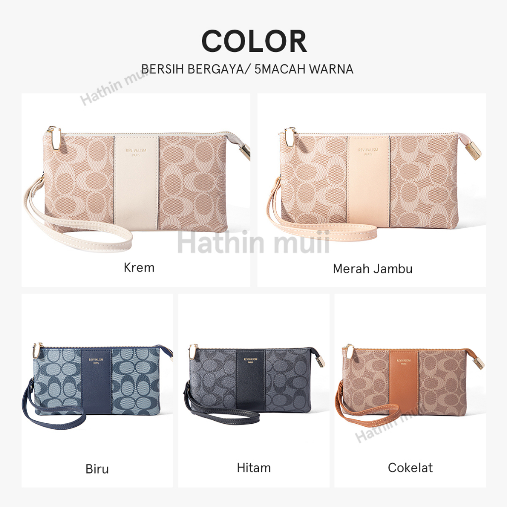 Hathin muii - Dompet panjang ritsleting besar impor fashion KoreaDompetWanita Bahan EmbosHandbag dan Waterproof