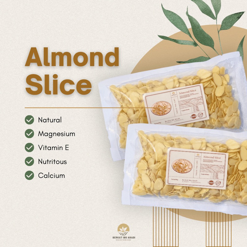 

Kacang Almond Iris Mentah 500gr / Raw Almond Slice 500gr