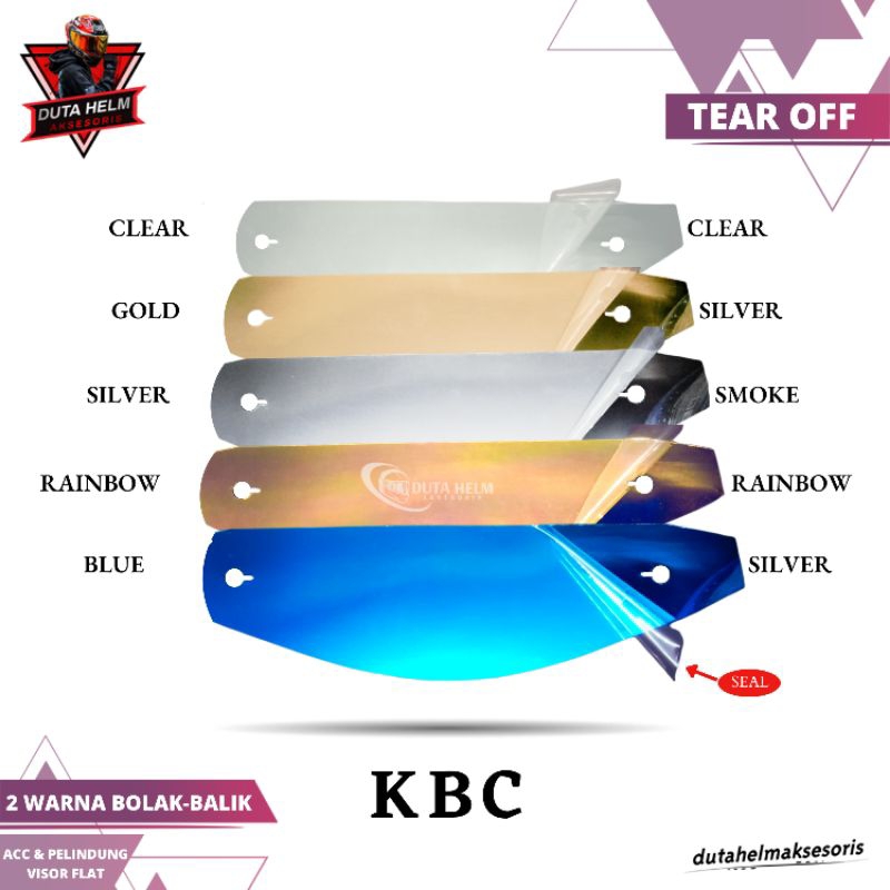 Tear Off Helm KBC Iridium Transparan Aksesoris Pelindung Flat Visor Helm Full Face