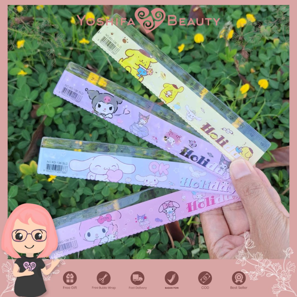 Penggaris Kuro mi  Melody Kartun Imut Lucu 15 cm