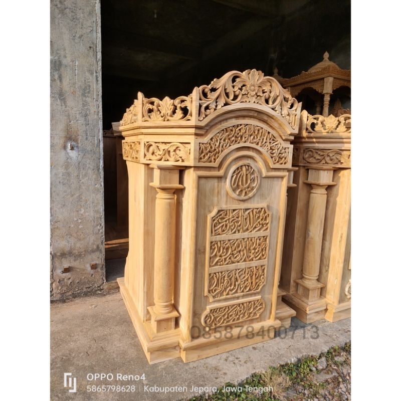 mimbar masjid ukiran asli Jepara full kayu jati asli 100% mimbar podium masjid mimbar musholla mimba