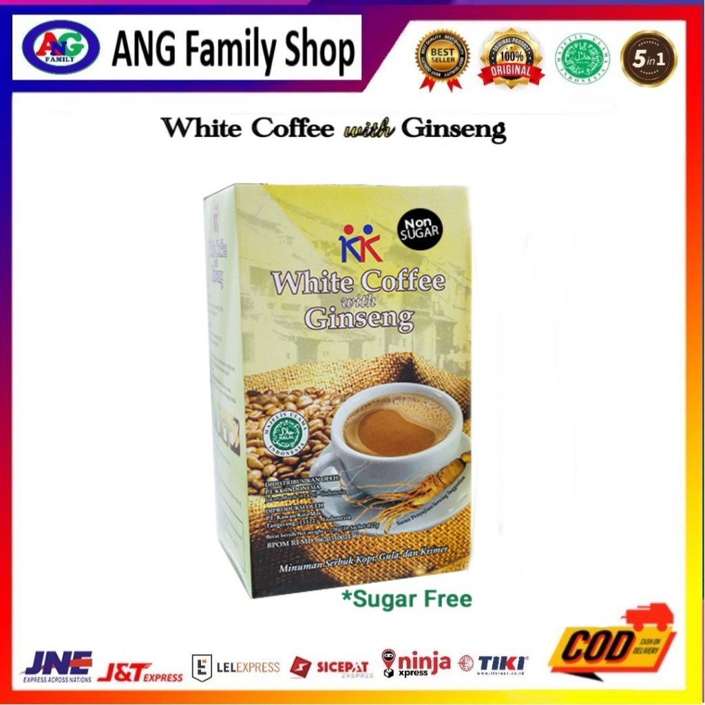 

White Coffee with Ginseng Non-Sugar Asli Kopinya Original Ginsengnya mengandung Adaptogen (meringankan stres fisik) Meningkatkan stamina Baik untuk kesuburan.