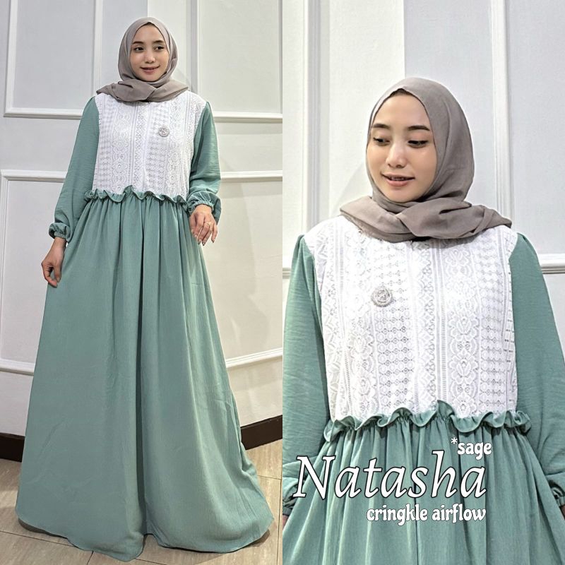 [Fashion Muslim] NATASHA SENA dan AMOLA DRESS by Salifa | gamis cringkle canda susun | terbaru | terlaris | terkini