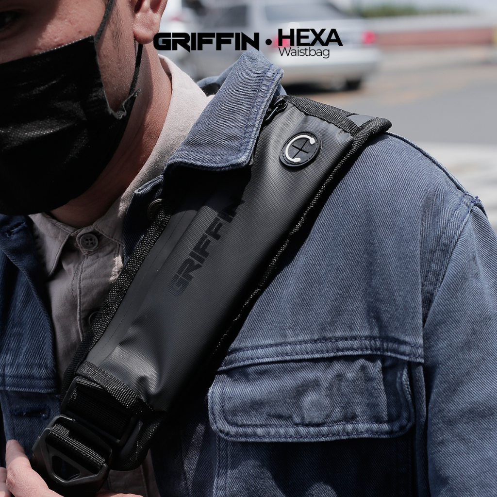 Tas Waistbag Pria Hexa by Griffin Hitam Bimo Waterproof Keren