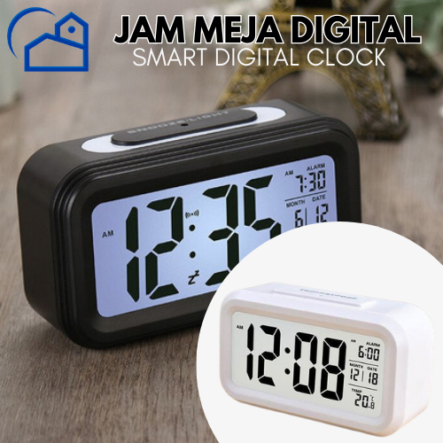 Jam Meja Digital / Jam Weker Pintar / Digital Smart Alarm Clock / Jam Alarm Kotak 10095