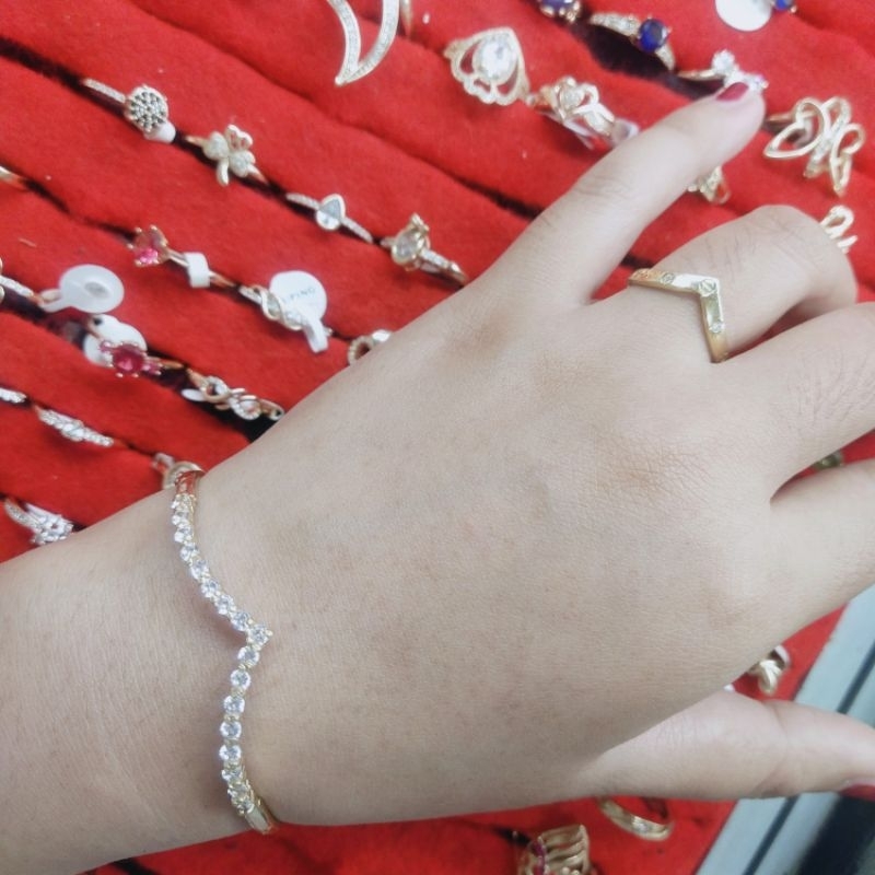 Emas Swasa Set Gelang Cincin Mewah Awet Lapis Emas Dalam KUNING selamanya