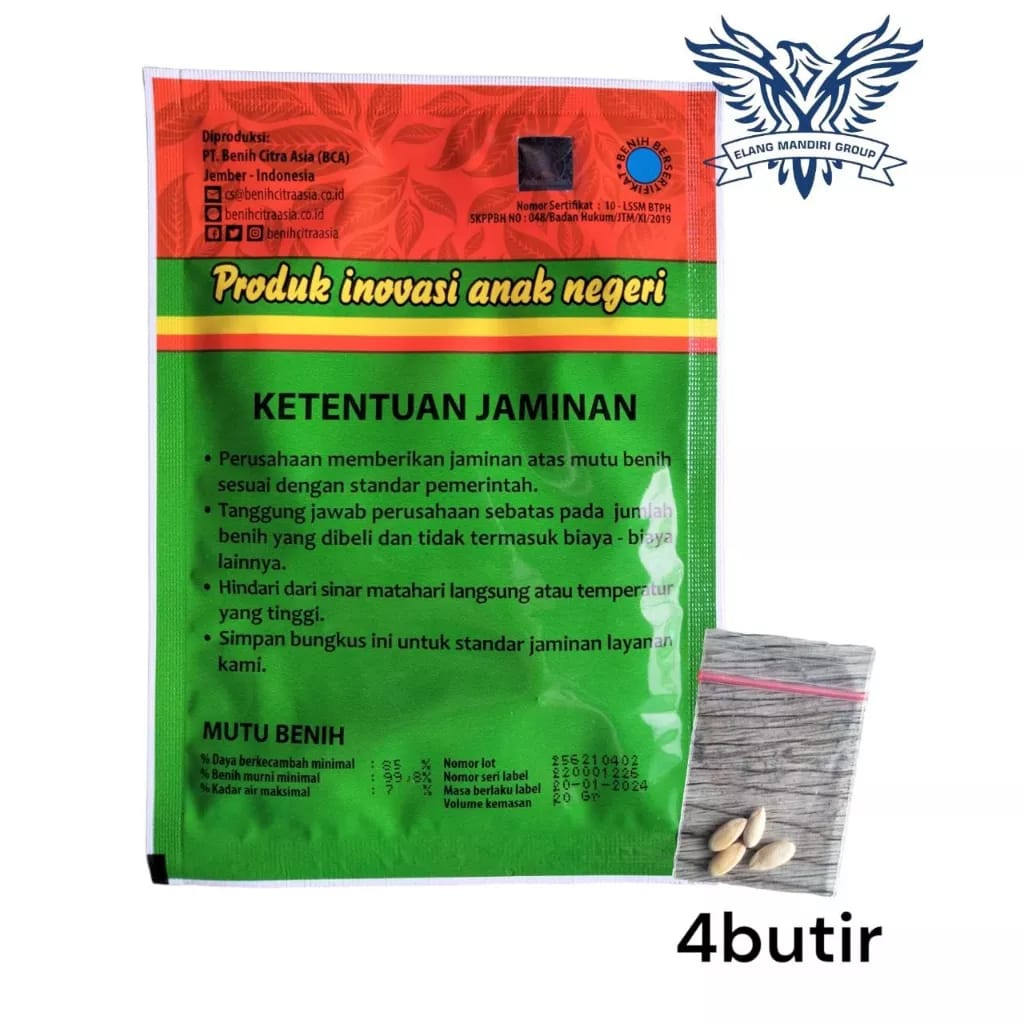Repack 2000an Benih Bibit Melon KEMAS F1 4 Butir Tahan Virus Gemini Rock Melon Daging Orange Unggul Bintang Asia