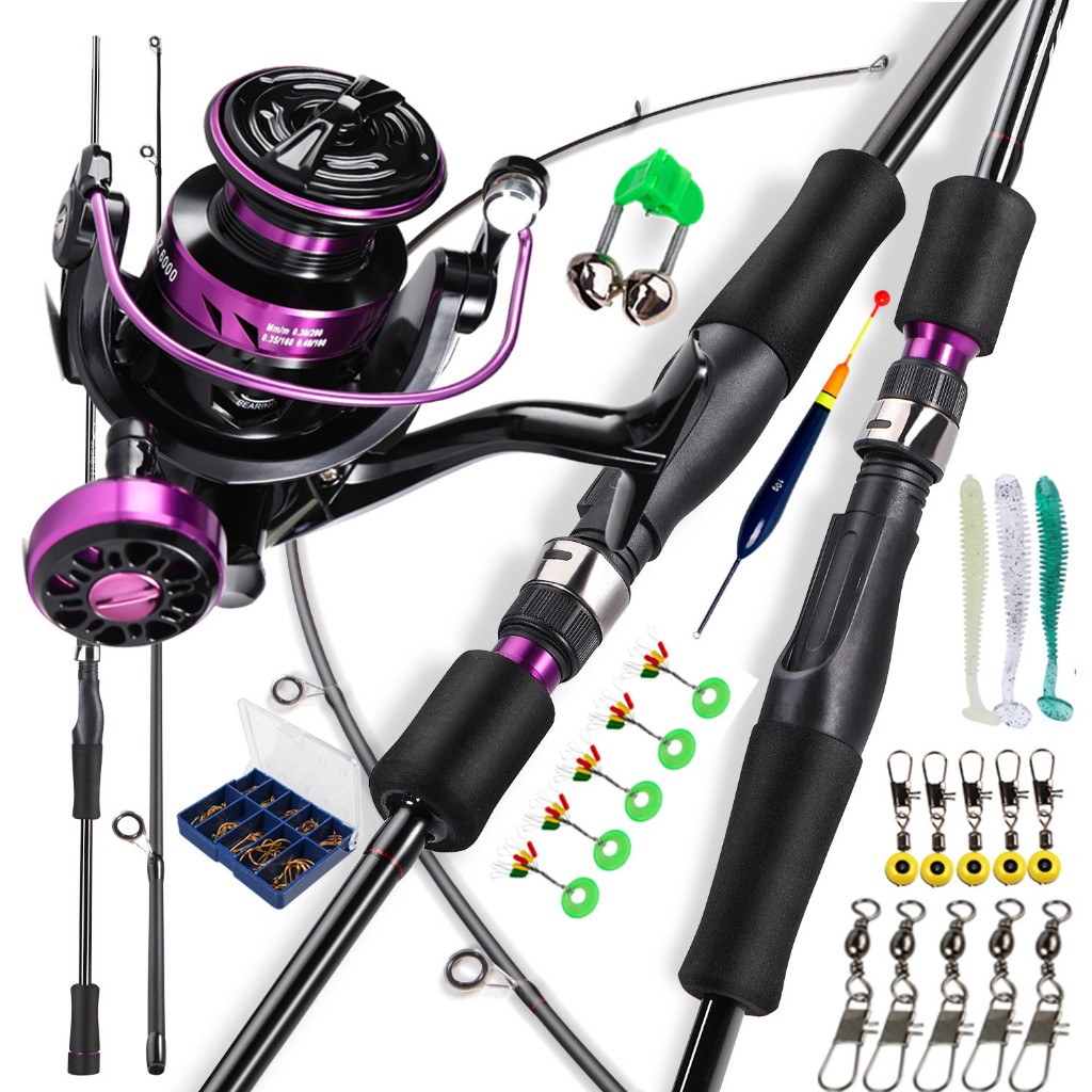 Set Pancing180cm/210cm Fishing Rod Fishing Reel Fishing Line Full Kit 5.0:1 12+1 High Speed Max Drag 10kg