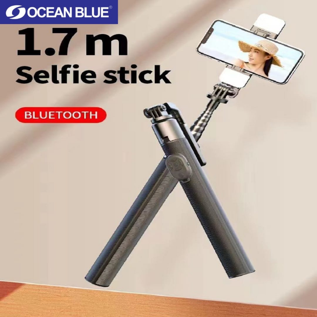 Ocean Blue OCN Y17S 1.7M Tripod Tongsis Lampu Hp Selfie Stick Remote Bluetooth LED Shutter