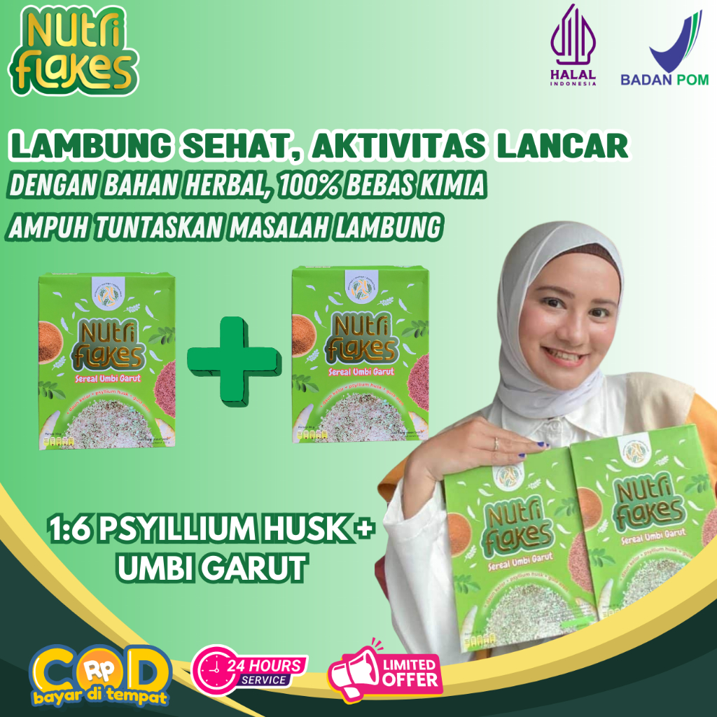 

(2 BOX) Solusi Ampuh atasi Maag GERD dan Sehat Tanpa Diet Ketat - Sereal Sehat dengan Umbi Garut Psyilium Husk dan Daun Kelor - Sudah terdaftar BPOM 100% & HALAL