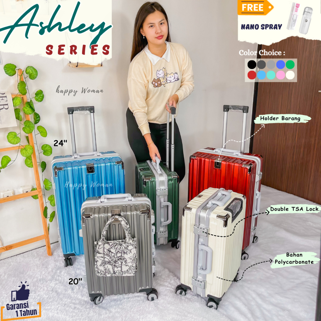 Koper Ashley Series Kabin Bagasi Luggage Tas Travel Umroh Suitcase Zipper 20 24 Inch