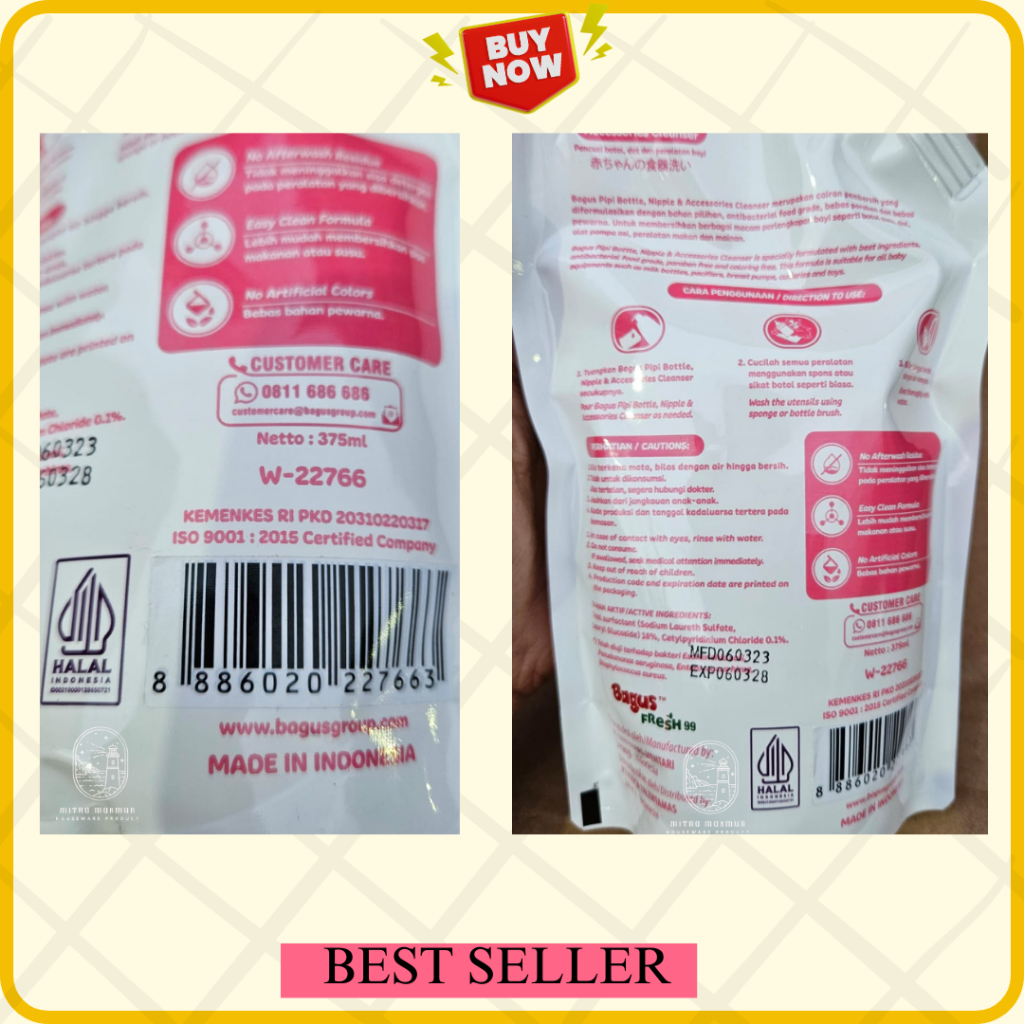 SALE!! BAGUS PIPI BOTTLE NIPPLE DAN ACCESSORIES CLEANSER BOTOL 400ml dan PUCH 375ml SABUN PEMBERSIH ALAT BAYI