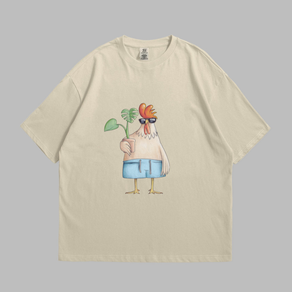 Sufine Cotton Oversized Tshirt Chiken 17- Kaos Oversized