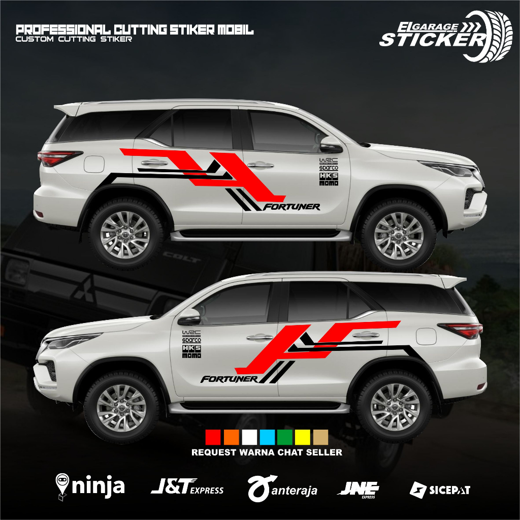 Stiker mobil fortuner cutting stiker mobil fortuner terbaru stiker mobil body samping