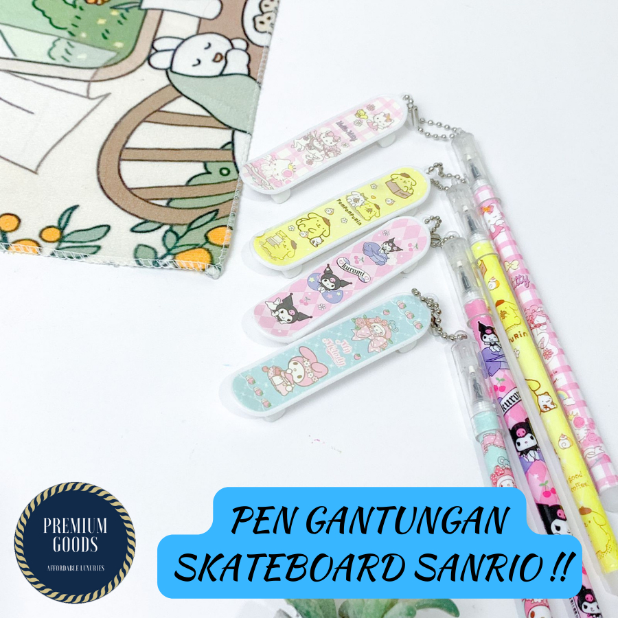 

PEN GEL TINTA HITAM / PULPEN GANTUNGAN SKATEBOARD SANRIO / ALAT TULIS ANAK LUCU UNIK
