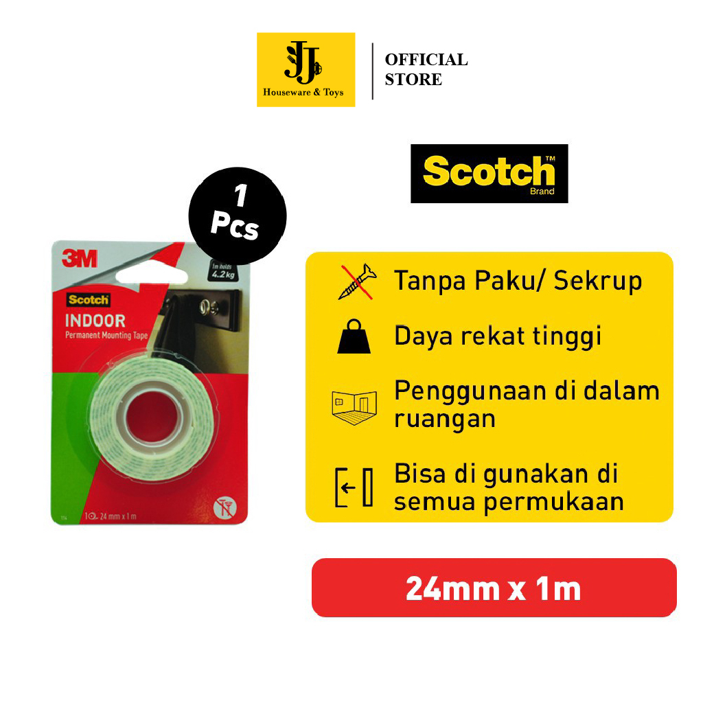 

JJ Houseware & Toys-Scotch Brite Mounting Tape 24 mm X 1m Cat114-1b
