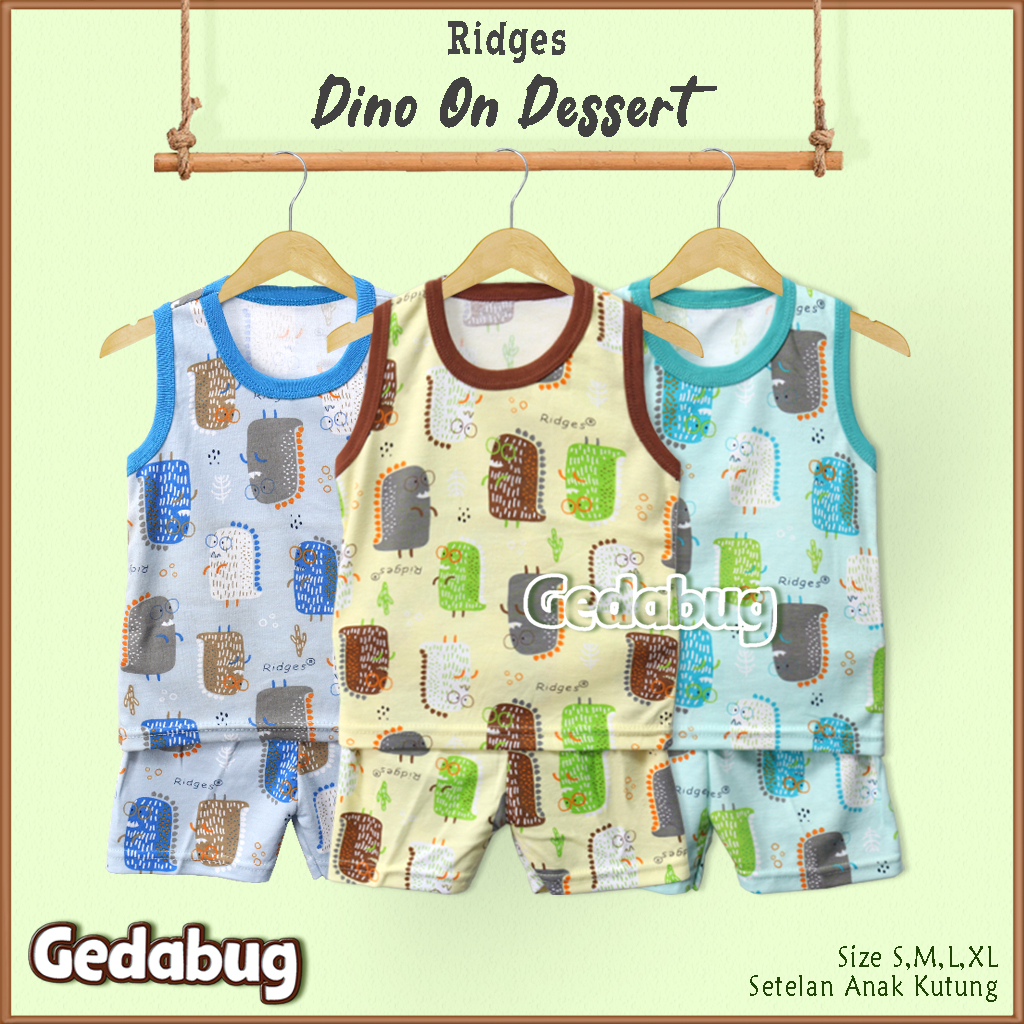 Size S - M Setelan Ridges KUTUNG | Setelan DINO On Dessert &amp; All Series| Piyama Setelan Anak Murah Berkualitas | Gedabug