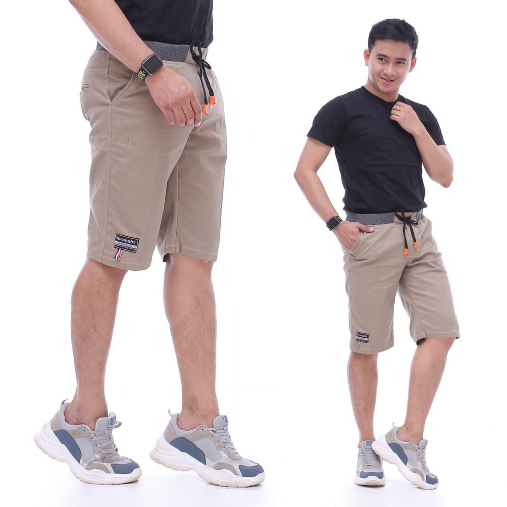 CELANA PENDEK CHINO COWOK DISTRO JUMBO PINGGANG KARET BAHAN KATUN PRIA