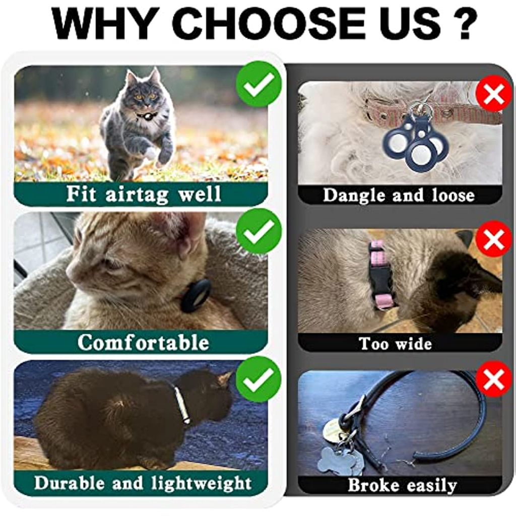 Cat Collar Pet Strap Case Airtag Cover Kalung Pengenal Aksesoris Peliharaan Kucing Lonceng Kerah Reklektif Anabul Bahan Nilon Anti Hilang