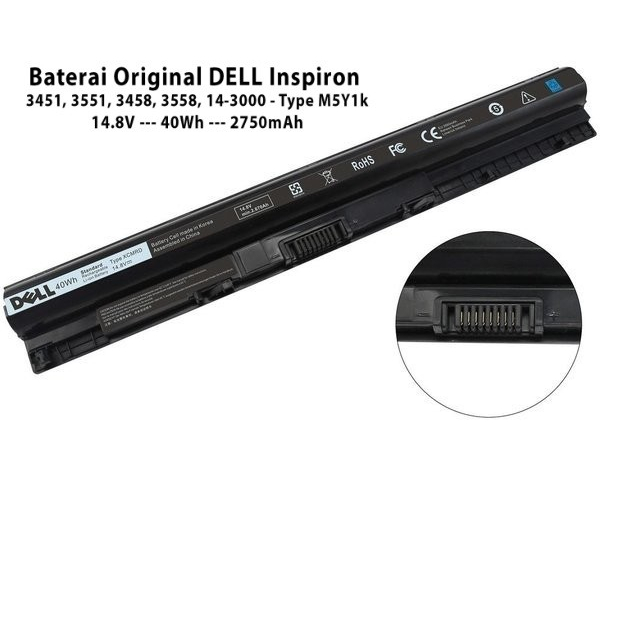 Baterai Original Dell 14 15 3451 3458 5451 M5Y1K 3551 3558 3878 5459