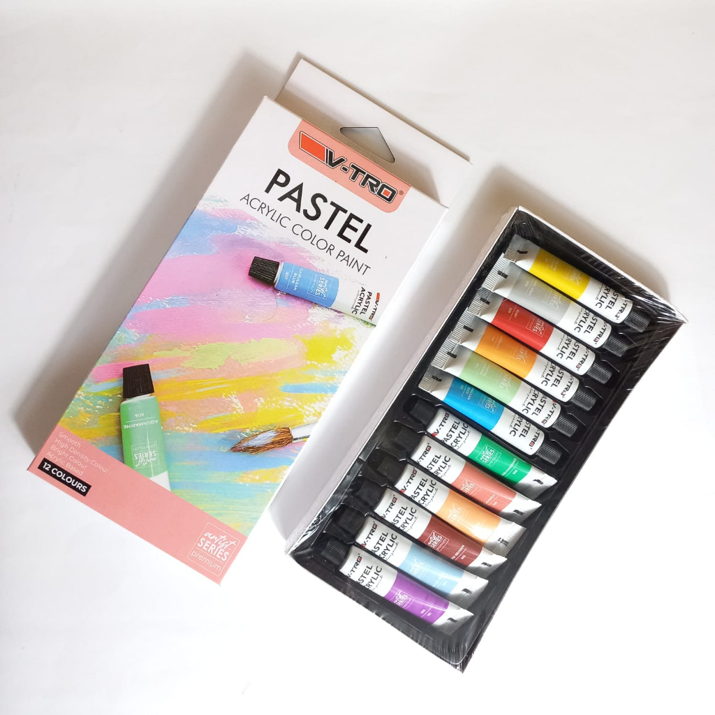 

Acrylic Paint Pastel Colour / Cat Acrylic Pastel Vitro 12 Warna