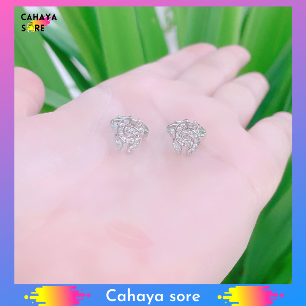 Anting Xuping Silver Anting Dewasa Model Clip Permata Full AD17