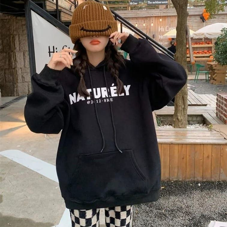 NATURELY HOODIE OVERSIZE ATASAN WANITA SWEATER KOREAN STYLE