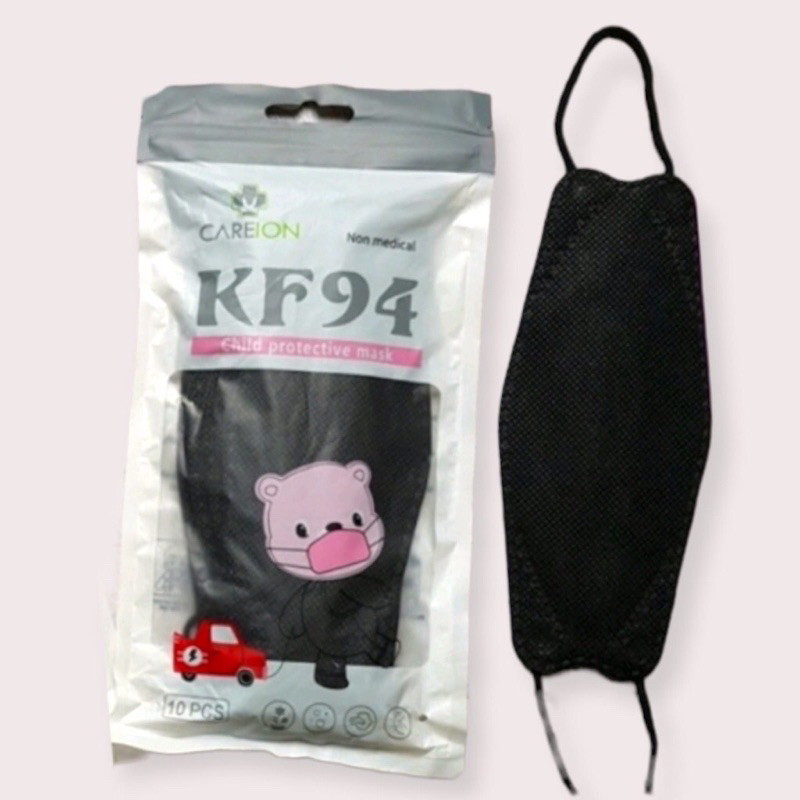 Masker Anak KF94 POLOS HITAM | PUTIH 4ply Masker KF94 ANAK  isi 10pcs