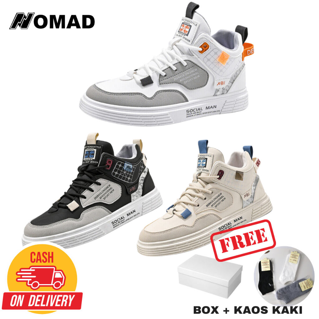 Nomad Hype Sepatu Sneakers Fashion Running S26 Gratis Kaos Kaki