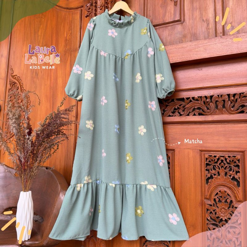 Gamis Emily Crinkle Bordir Laurakidshop 7 tahun - Dewasa