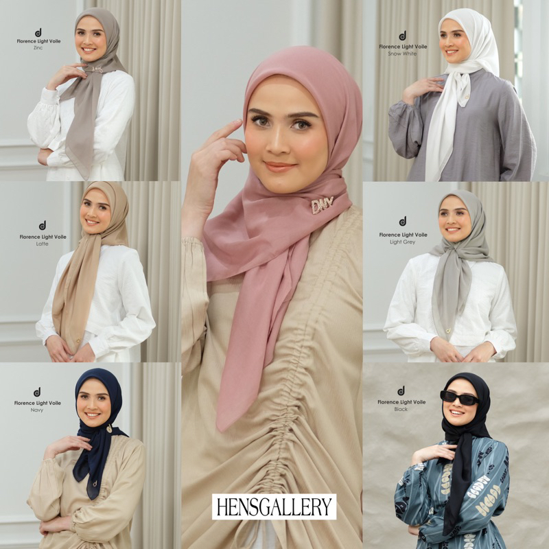 Deenay FLORENCE Plain Series Light Voile Voal Polos Scarves Hijab segiempat ringan voal paris black 