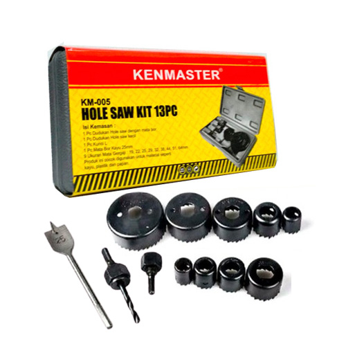 KENMASTER Hole Saw Kit 13 Pcs Hole Saw Set Mata Bor Pelubang Paralon