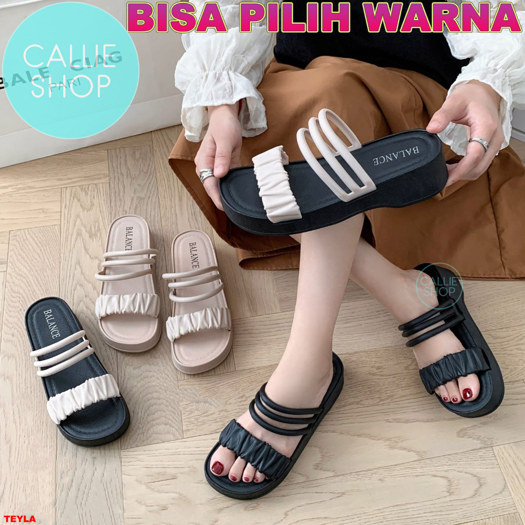 Sandal Wedges Flatform Ban Kerut Tali 3 Balance 945-X1 FFKRTL3