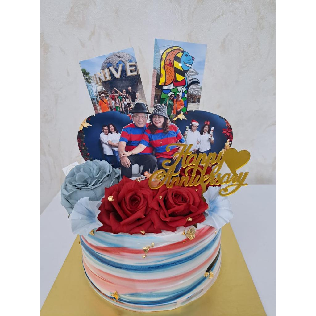 

Cake Anniversary Rose Red And Blue