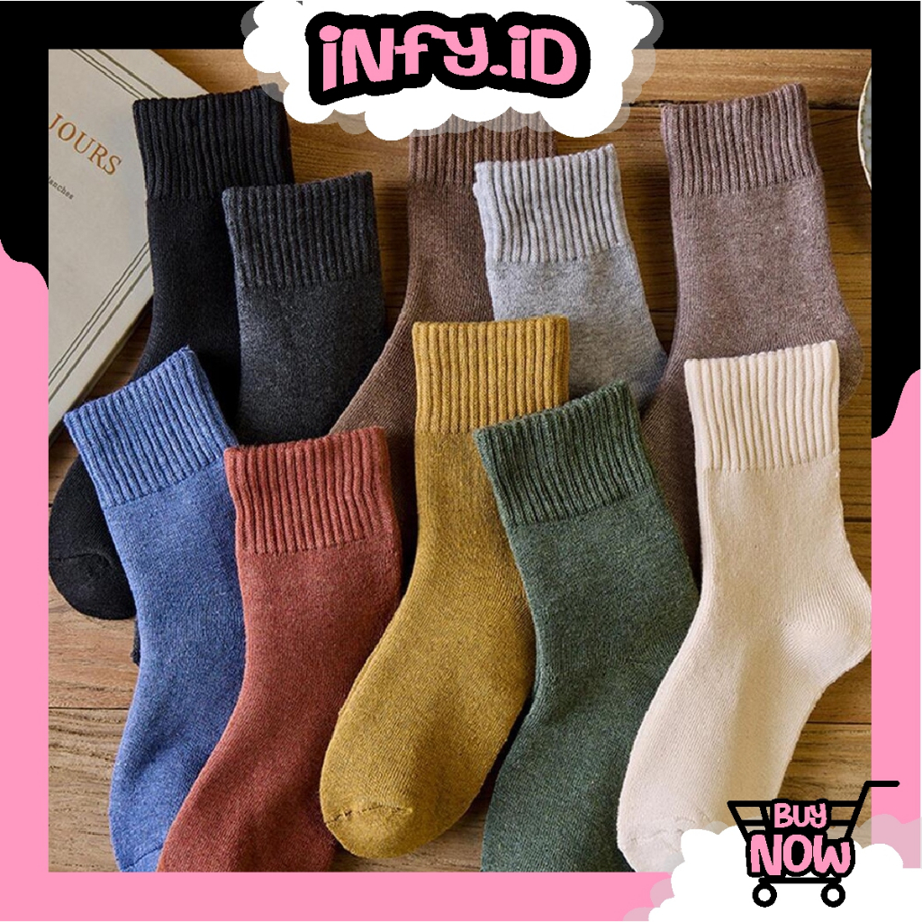 INFY - Kaos Kaki Panjang Motif Polos Fashion Korea / Kaos Kaki Laki-Laki Perempuan / Cute Socks Import Murah KK108