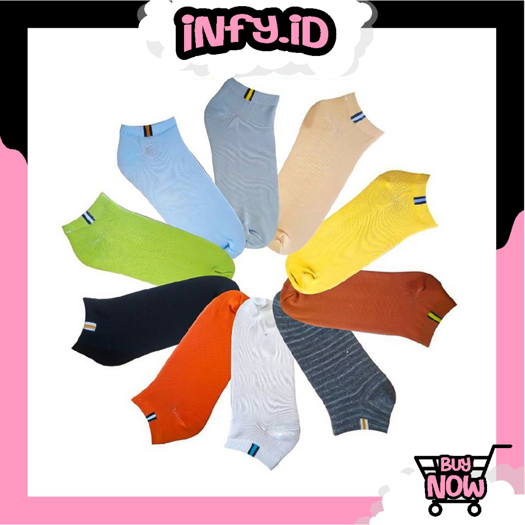 INFY - Kaos kaki Motif Petak Garis Kaoskaki Pendek Dibawah Mata Kaki Unisex Pria Wanita Import Murah KK118