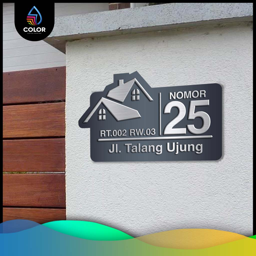 Nomor Rumah Akrilik Special Metalic / Nomor Rumah Metalic Stiker