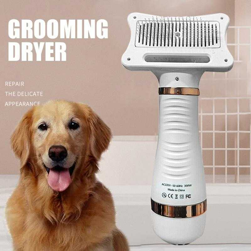 Sisir Pengering Bulu Hewan Anjing Kucing 2 in 1 Portable 300W Alat Pengering Rambut Binatang Desain Ergonomis