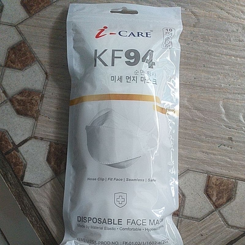 Masker KF94 iCare ( PUTIH ) 3D NoseClipDesign, mirip convex sensi dan evo/ 10pcs