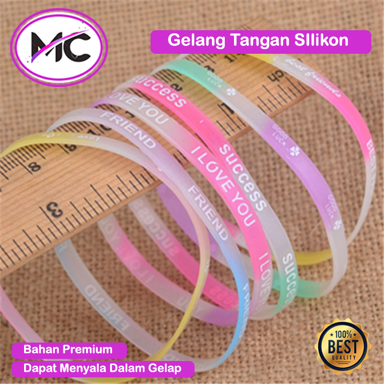 Gelang Karet Warna SIlikon Band Glow In The Dark Aksesoris Anak Gelang Menyala Dalam Gelap Unik