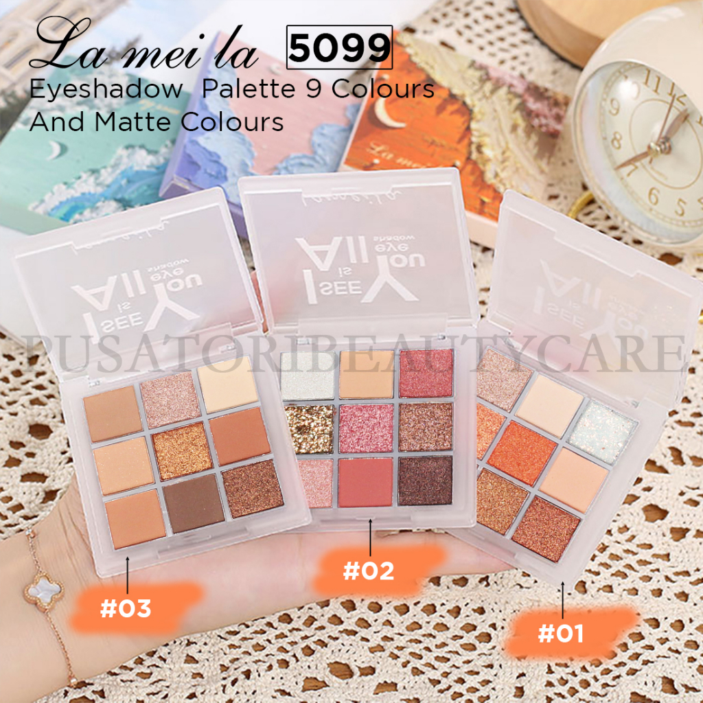 Lameila 5099 Eyeshadow Palette 9 Colours Glitter And Matte Colours