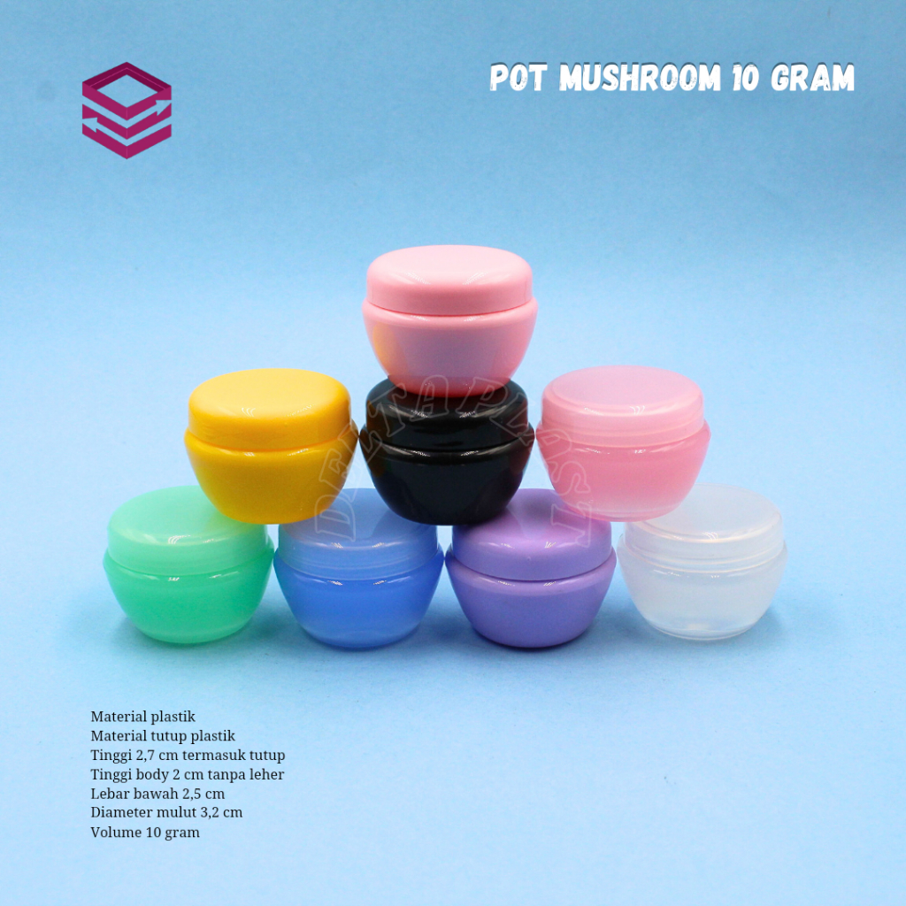 Pot Jar Cream Mushroom 10gr / Pot Cream 10gr Varian Warna