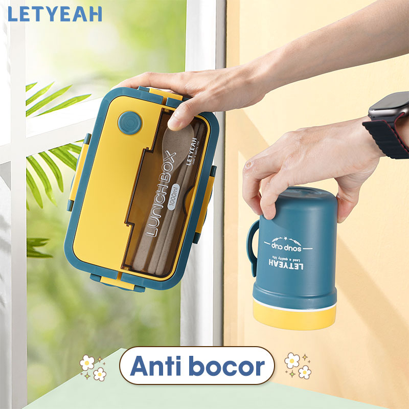 letyeah Kotak makan set /lunch box set cangkir sup tas bekal set/tempat makan bento box anak /BPA free