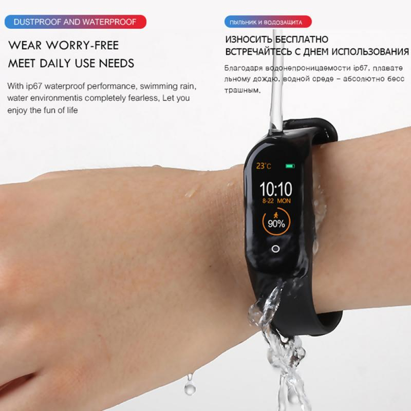 M4 Smartwatch Bluetooth Smartband Fitness Tracker Colour Display HeartRate Waterproof Jam Tangan Pria Wanita Digital