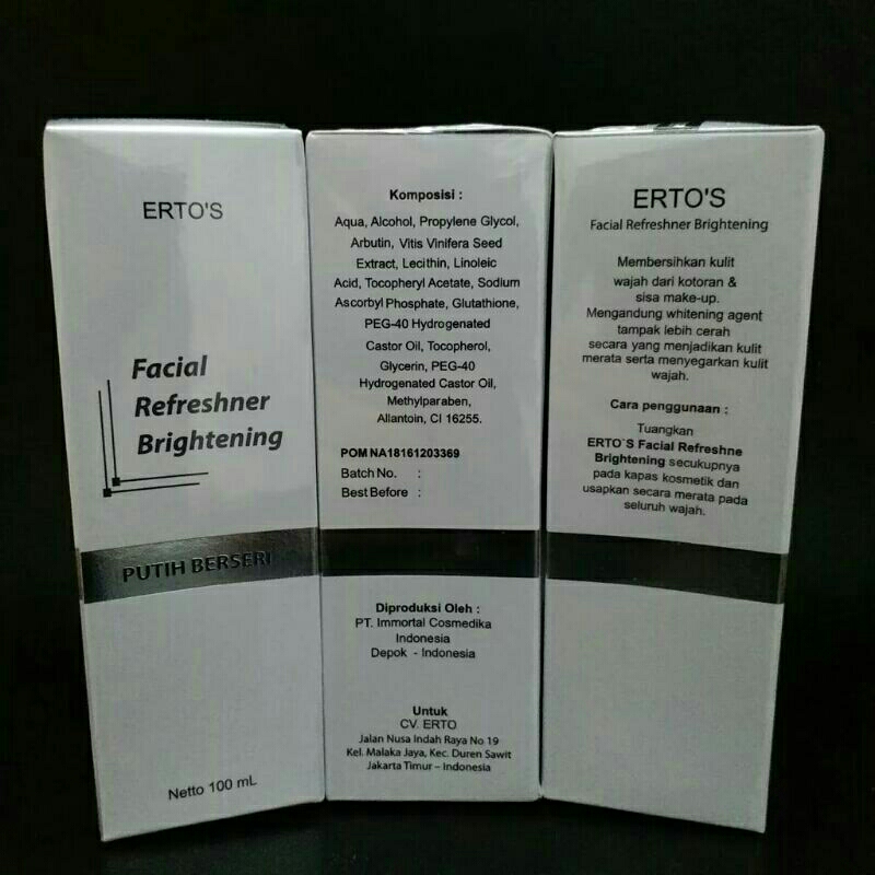 ERTO'S FACIAL REFRESHNER BRIGHTENING ORIGINAL 100% 100ML