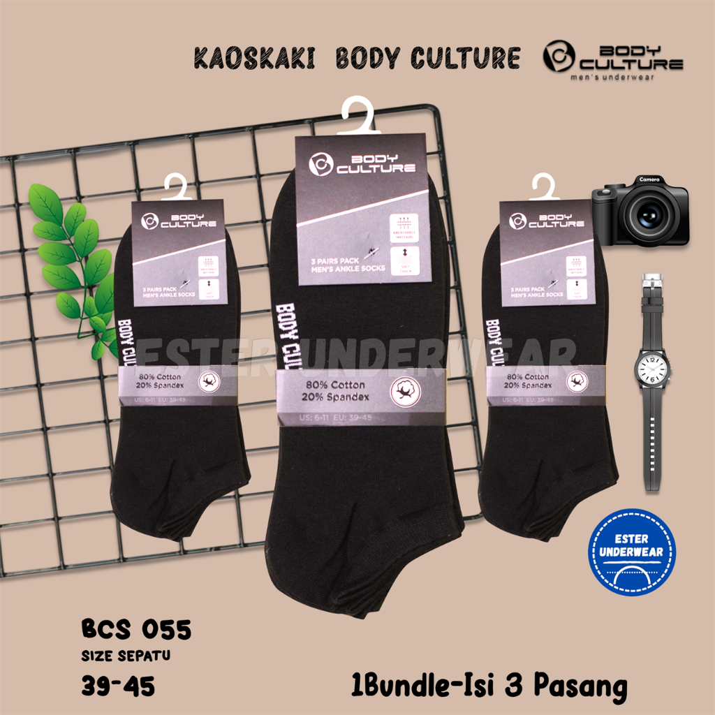 Kaos kaki Ankle Body Culture Liner Sock BCS055 Bundle Isi 3 Pasang