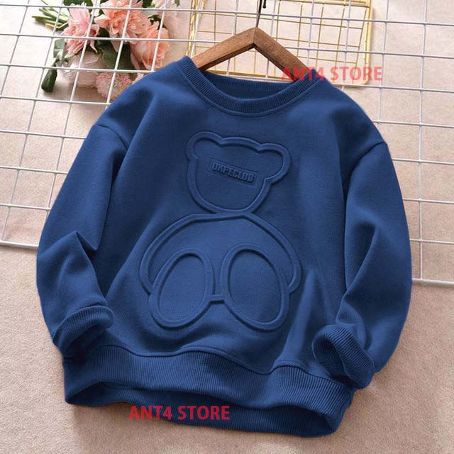 SWEATER 3D TIMBUL jaket anak perempuan umur 2 - 12 tahun crewneck bear emboss