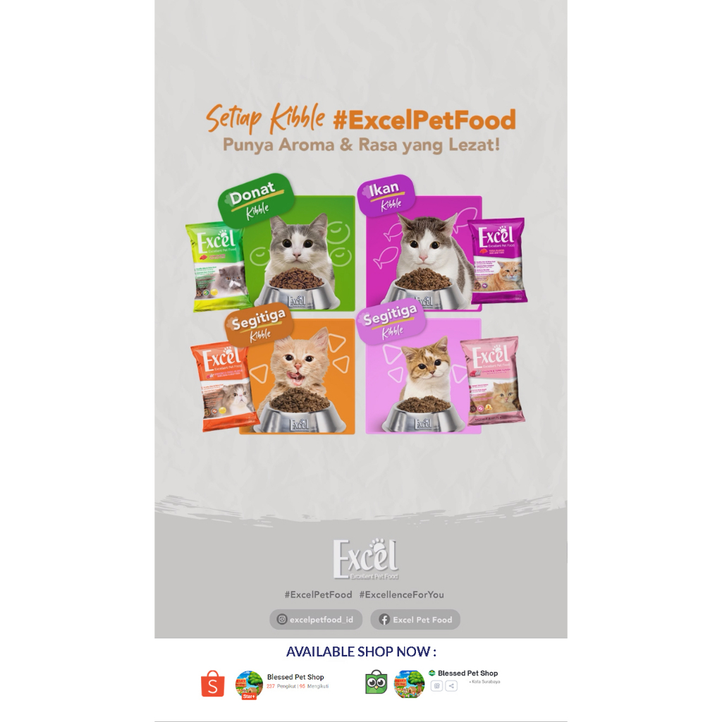 EXCEL CAT FOOD FRESHPACK 500 GR ADULT JAPFA PET HOUSE MAKANAN KUCING DRY CAT FOOD