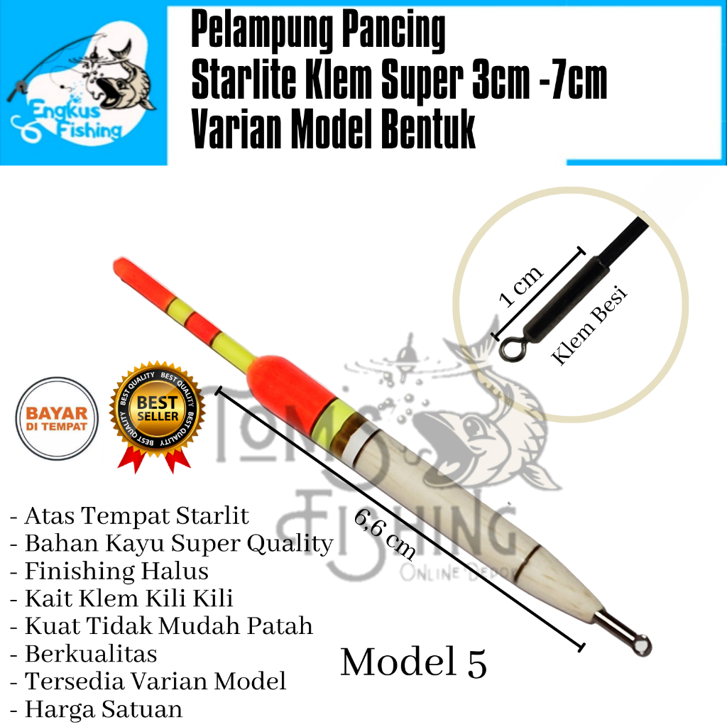 Pelampung Pumbul Pancing Starlite Kayu Super Klem (3cm-7cm) Berkualitas Murah - Engkus Fishing